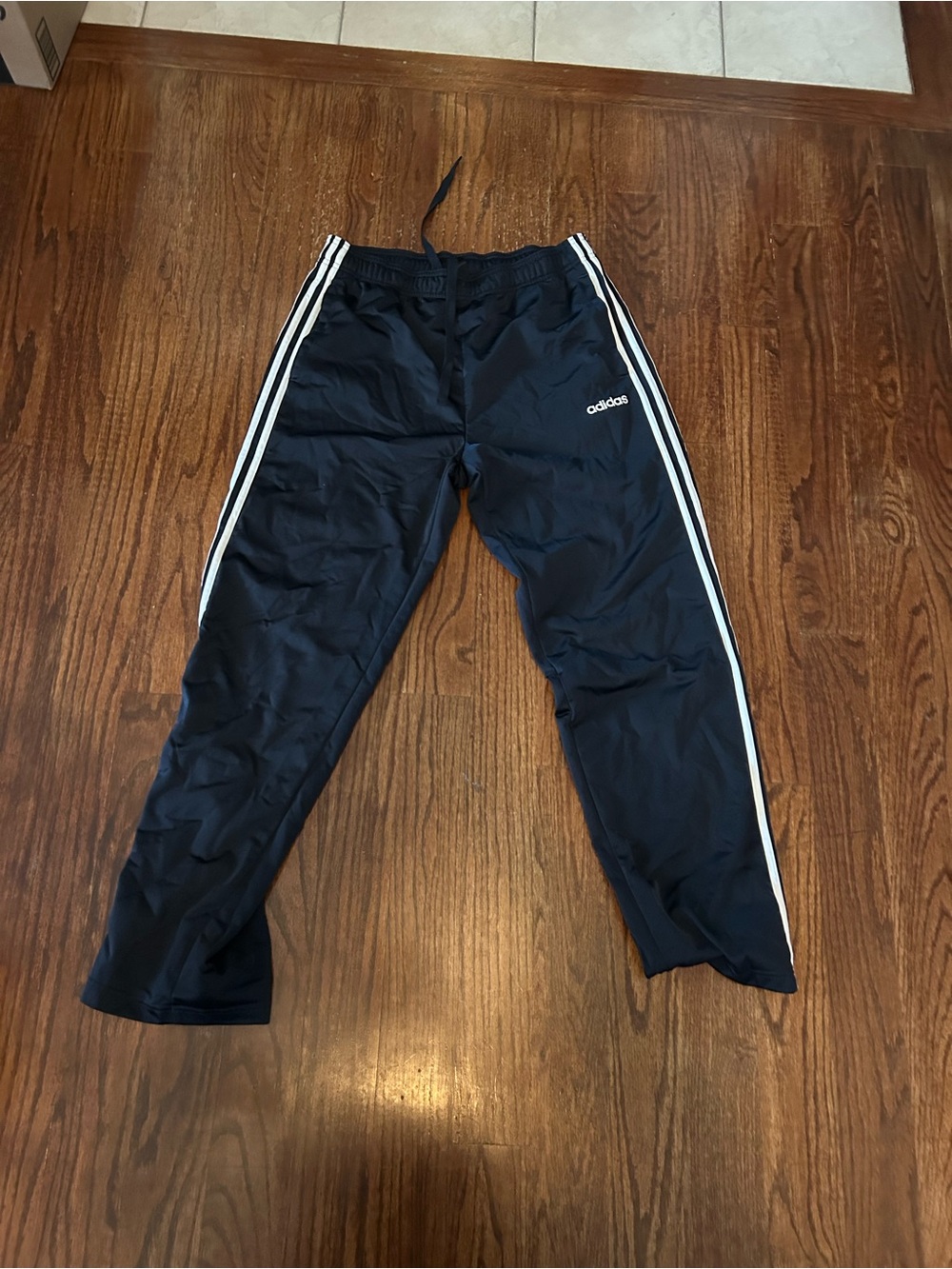 adidas Men's Black Joggers with White Side Stripes